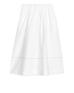 Embroidered Poplin Skirt White