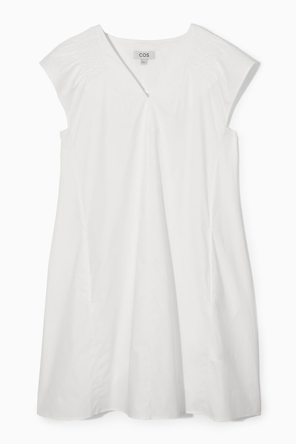 COS Smocked V-neck Mini Dress White