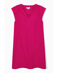 Smocked V-neck Mini Dress Pink