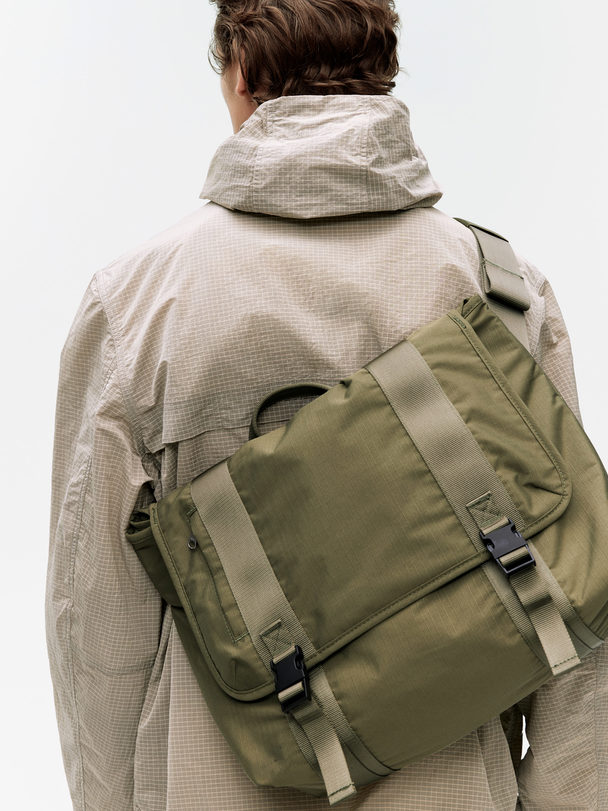 ARKET Ripstop Messenger Bag Khaki Green