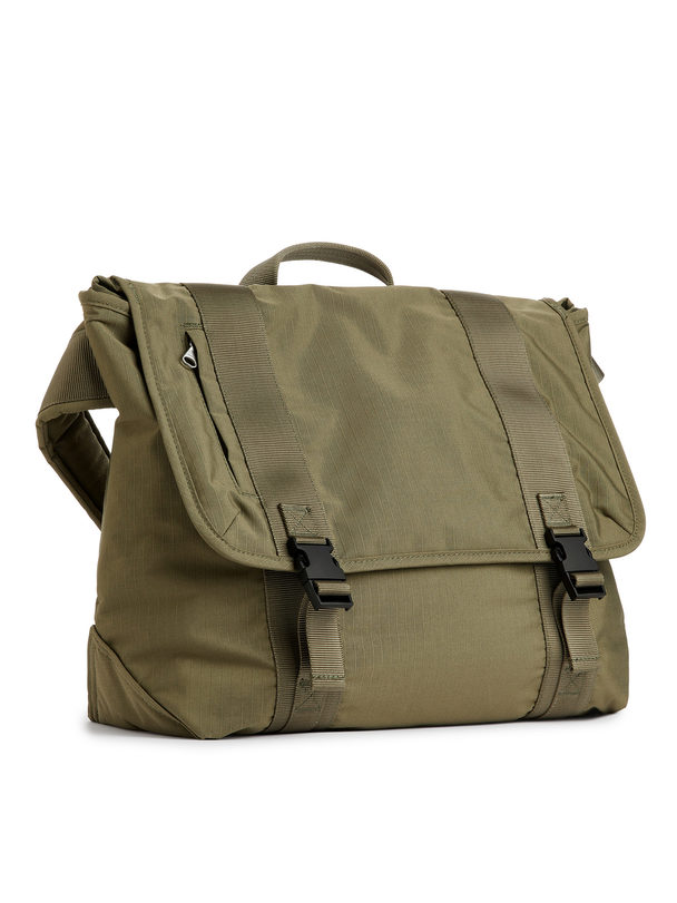 ARKET Ripstop Messenger Bag Khaki Green