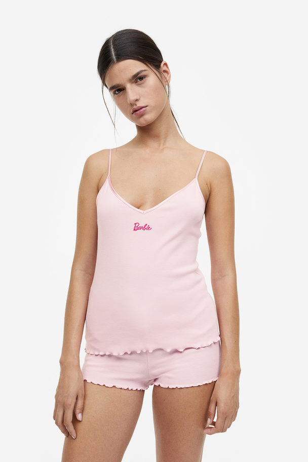 H&M Pyjamas Med Linne Och Shorts Ljusrosa/barbie