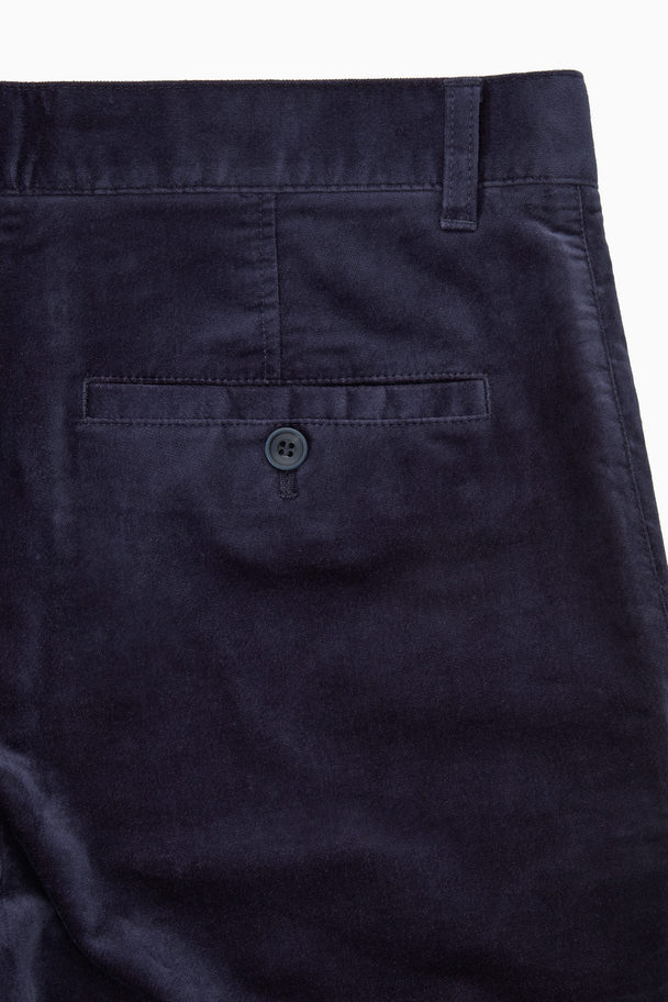 COS Straight-leg Cotton-moleskin Trousers Navy