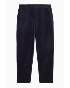 Straight-leg Cotton-moleskin Trousers Navy