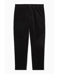 Straight-leg Cotton-moleskin Trousers Black