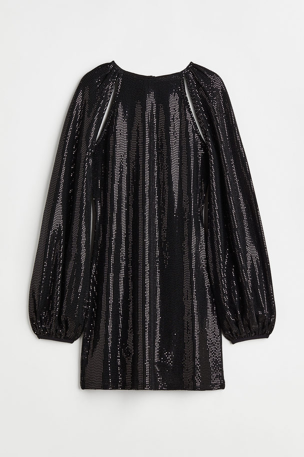 H&M Cut-out Sequined Dress Black