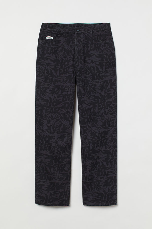 H&M H&m+ Loose Fit Twill Trousers Dark Grey/no Fear