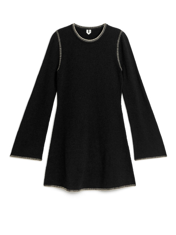 ARKET Blanket Stitch Knitted Dress Black
