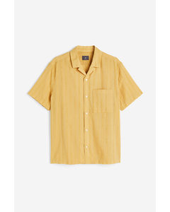 Regular Fit Textured-weave Resort Shirt Yellow