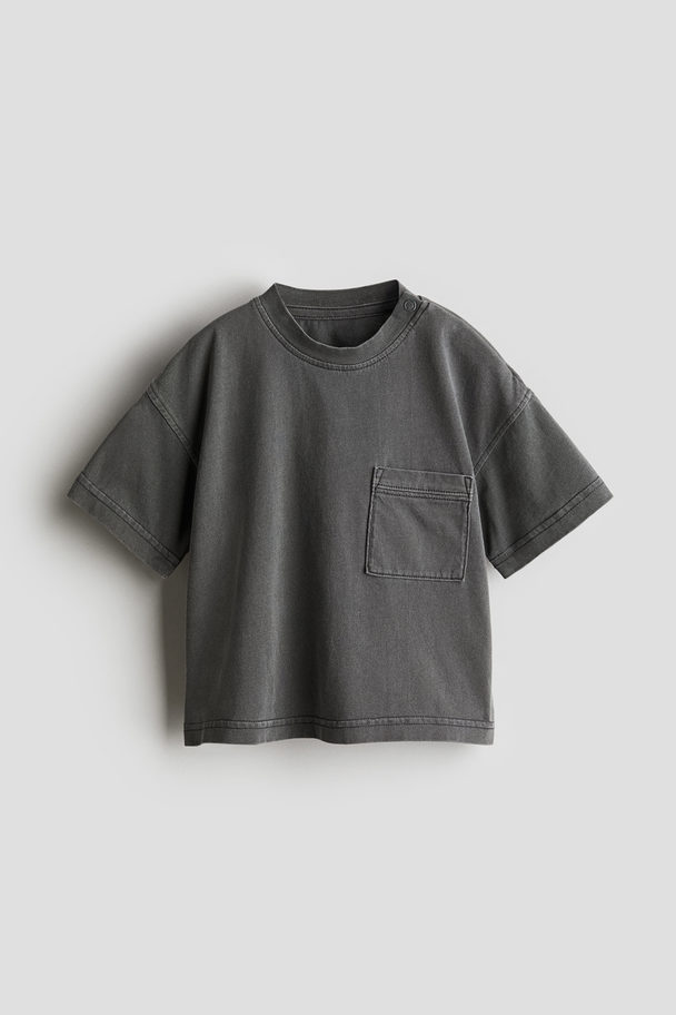 H&M Washed-look T-shirt Dark Grey