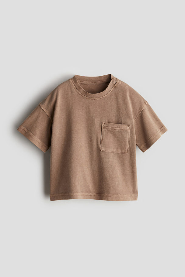 H&M T-Shirt im Washed-Look Dunkelbeige