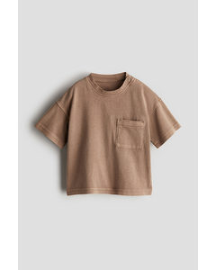 T-Shirt im Washed-Look Dunkelbeige