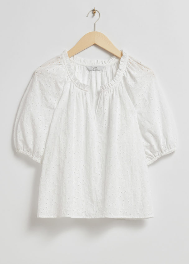 & Other Stories Loose-fit Frilled Edge Blouse White