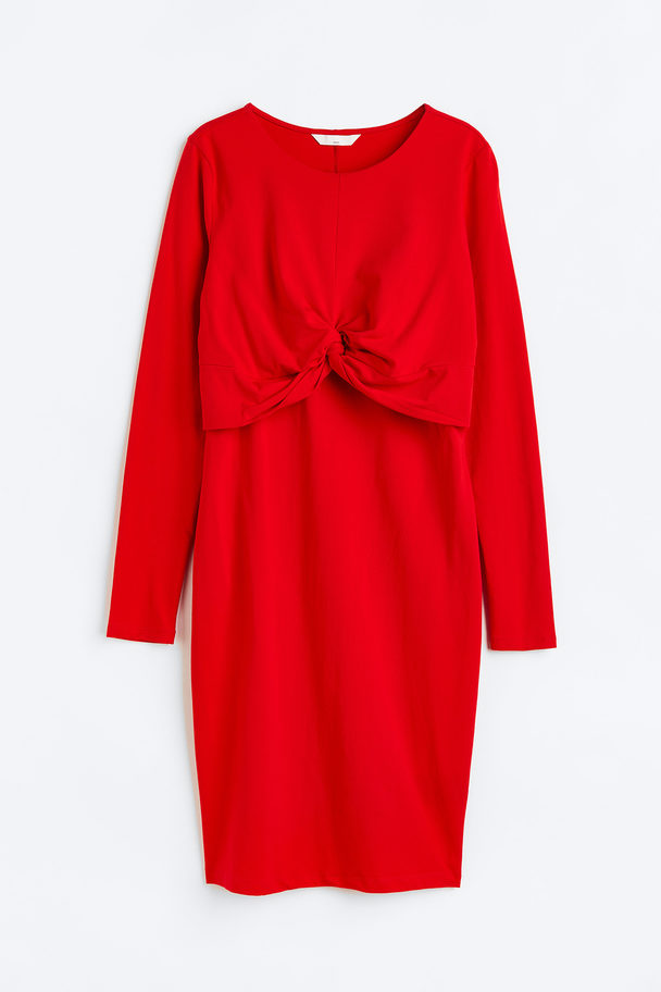 H&M Mama Knot-detail Nursing Dress Red