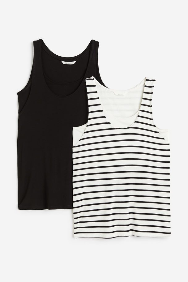 H&M Mama 2-pack Before & After Nursing Vest Tops Black/striped