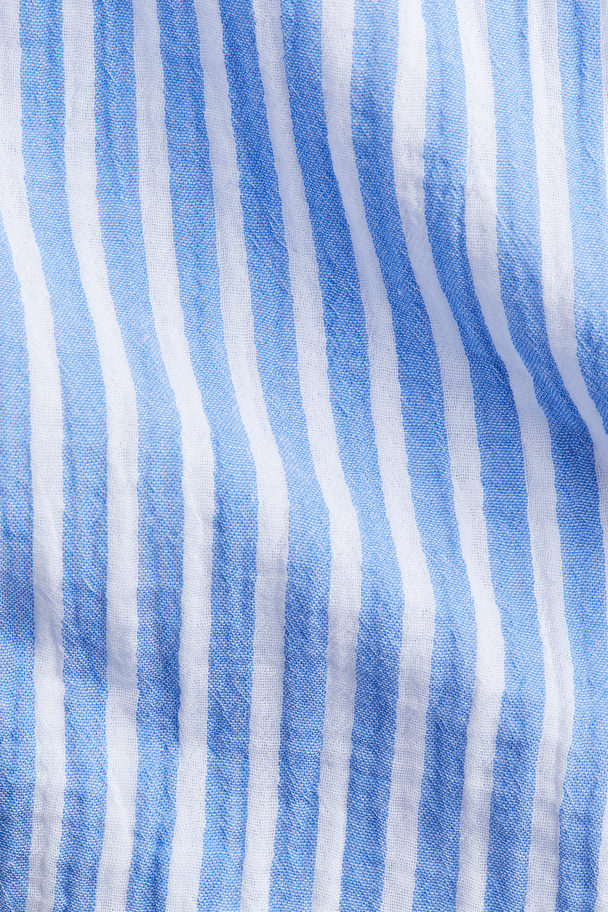 H&M Tie-belt Shirt Dress Light Blue/striped