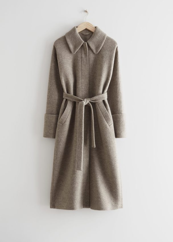 & Other Stories Relaxed Belted Wool Coat Mole
