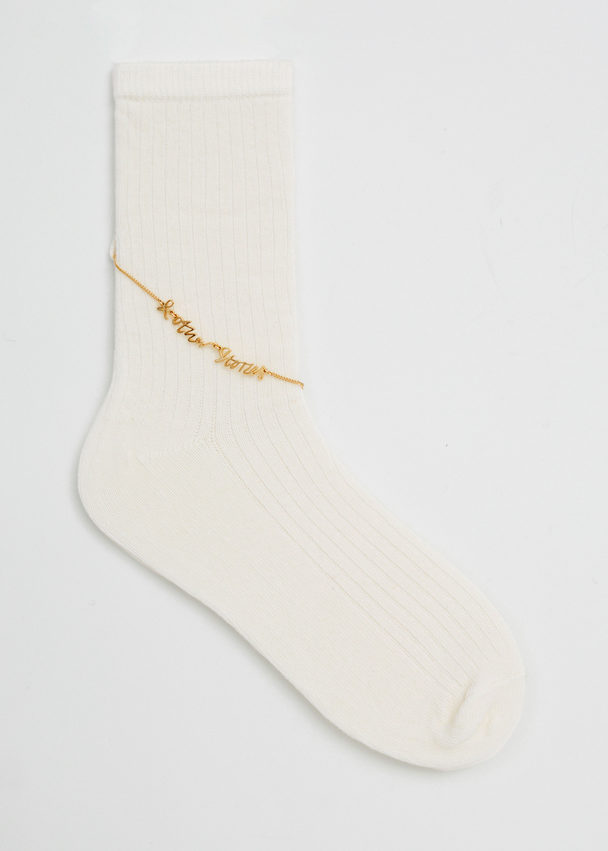 & Other Stories Anklet Embellished Socks Ivory