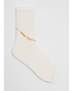Anklet Embellished Socks Ivory