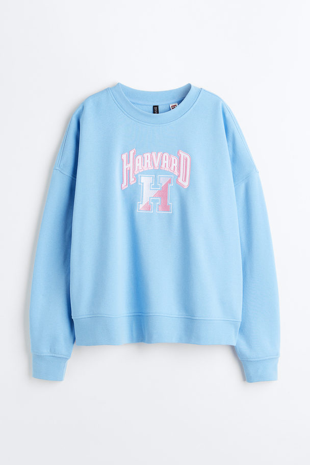 H&M Oversized Sweater Met Print Lichtblauw/harvard University