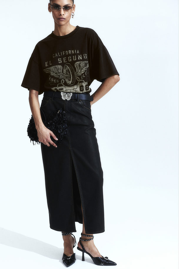 H&M Oversized Printed T-shirt Black/hot Wheels