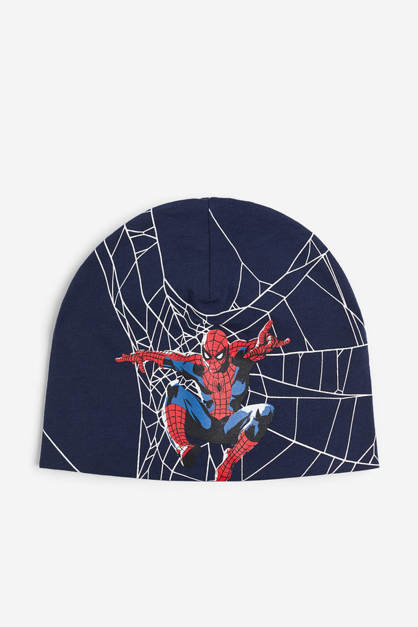 H&M Tricot Muts Met Print Donkerblauw/spider-man