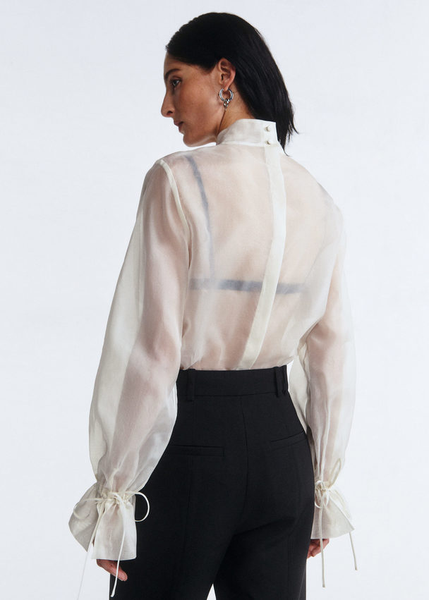 & Other Stories Sheer Silk Blouse Ivory