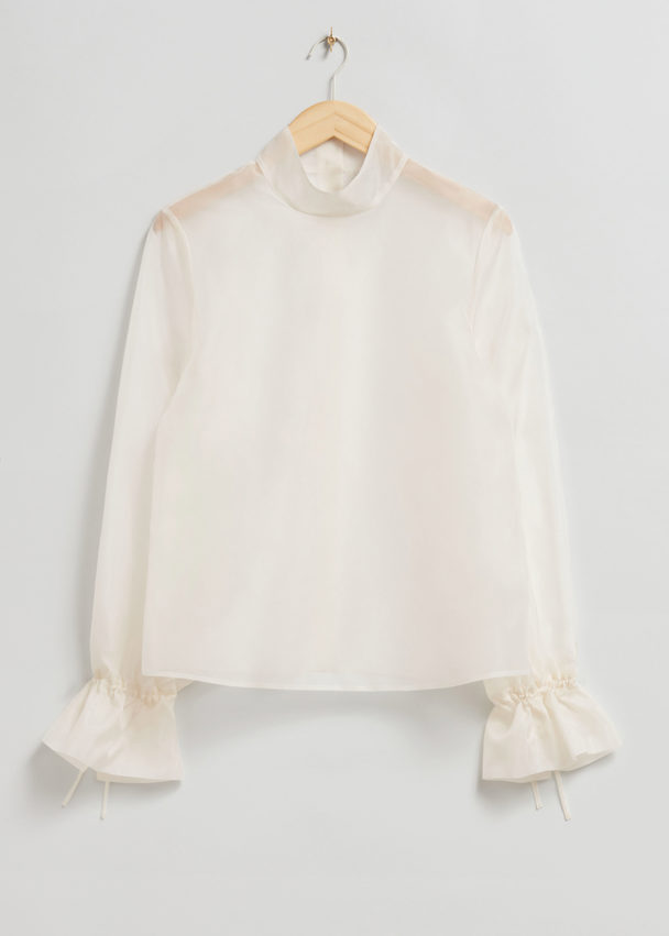 & Other Stories Sheer Silk Blouse Ivory