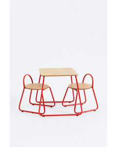 Children's Table With Stools Red/beige