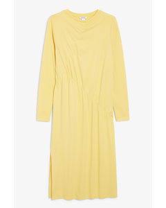 Long-sleeve Midi Dress Yellow