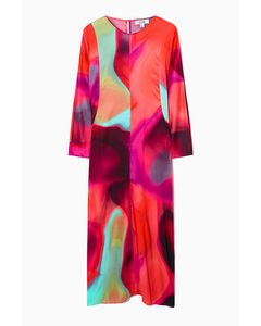 Printed Dolman-sleeve Maxi Dress Pink / Printed