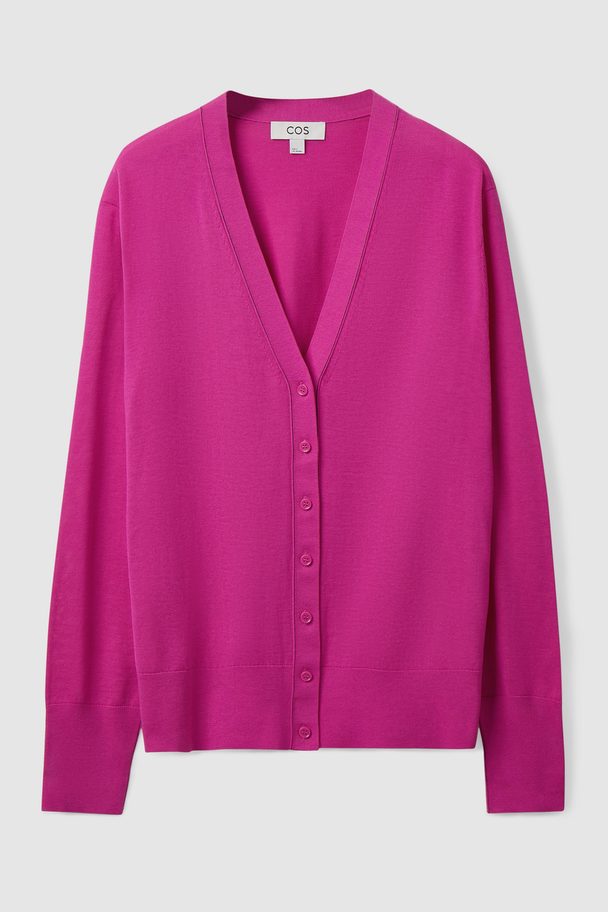 COS V-neck Silk Cardigan Bright Pink