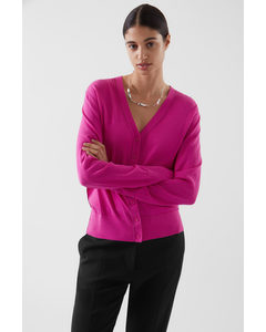 V-neck Silk Cardigan Bright Pink