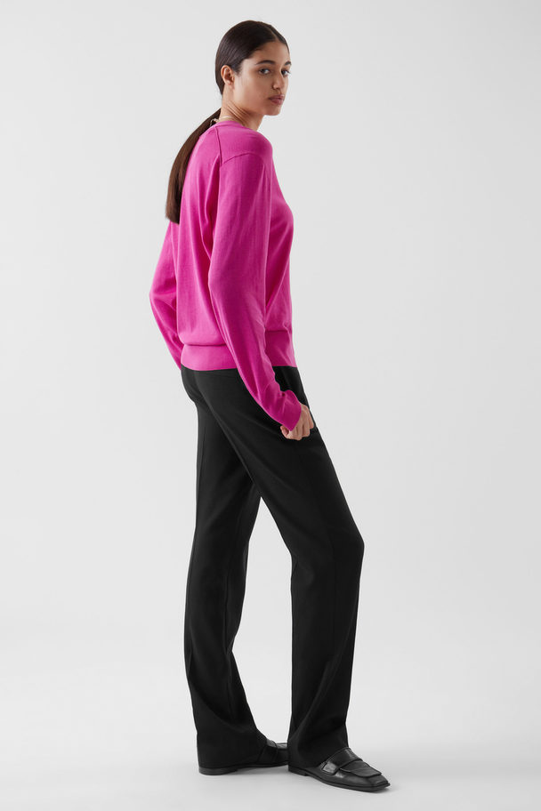 COS V-neck Silk Cardigan Bright Pink