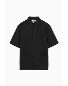Short-sleeved Cotton-seersucker Shirt Black