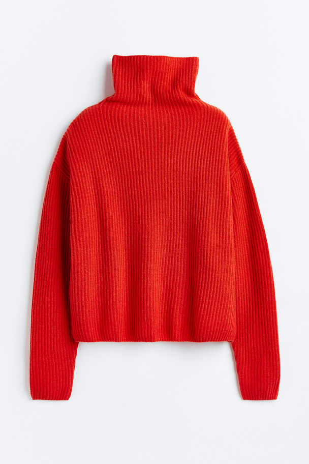 H&M Rib-knit Wool Jumper Red