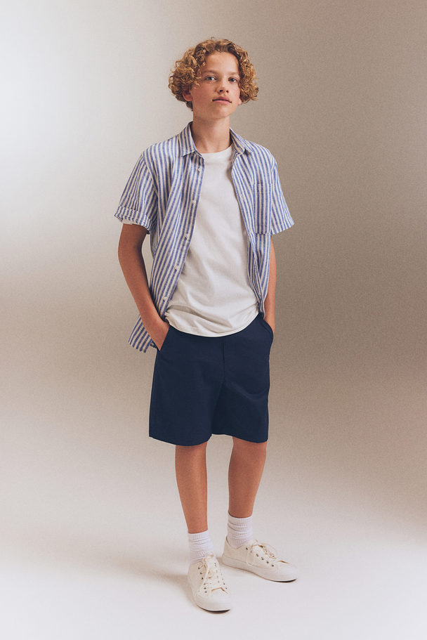 H&M Cotton Chino Shorts Dark Blue