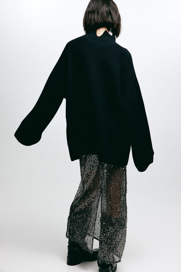 H&M Oversized Pullover mit Turtleneck Schwarz