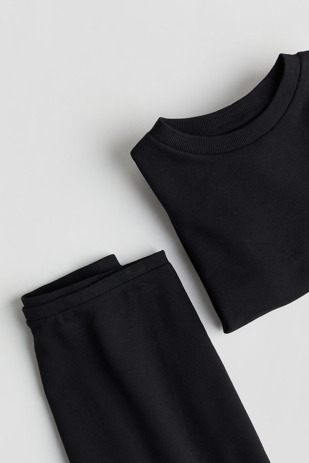H&M 2-piece Sweatshirt Set Black