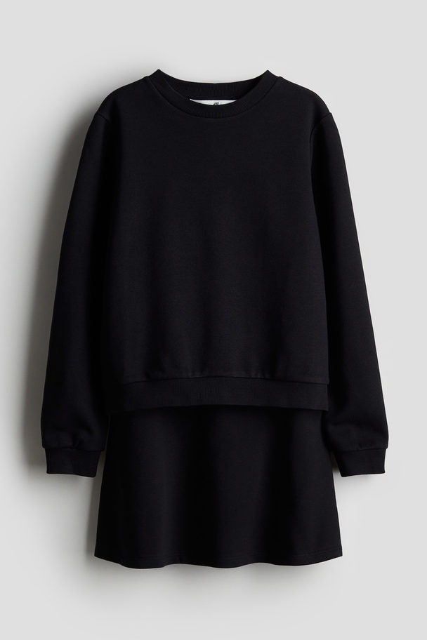 H&M 2-piece Sweatshirt Set Black
