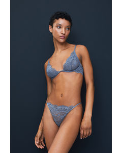 Non-padded Underwired Lace Bra Pigeon Blue