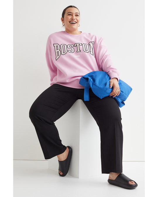 H&M H&m+ Oversized Motif-detail Sweatshirt Light Pink/boston