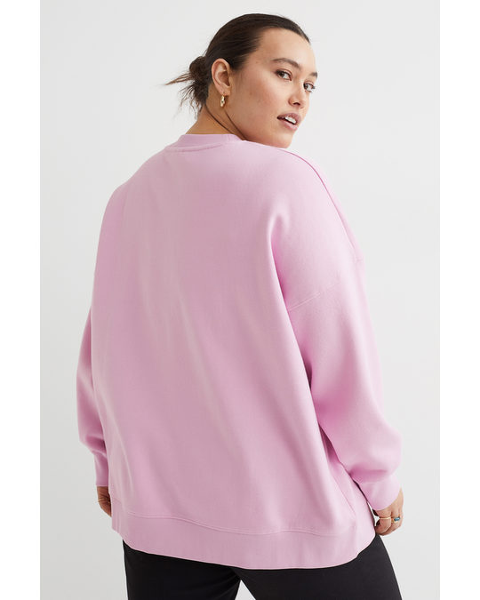 H&M H&m+ Oversized Motif-detail Sweatshirt Light Pink/boston