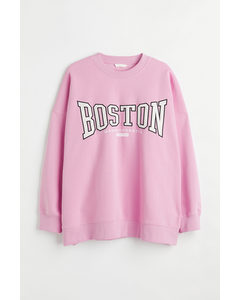 H&m+ Oversized Sweatshirt Med Motiv Lys Rosa/boston