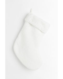 Fluffy Christmas Stocking White