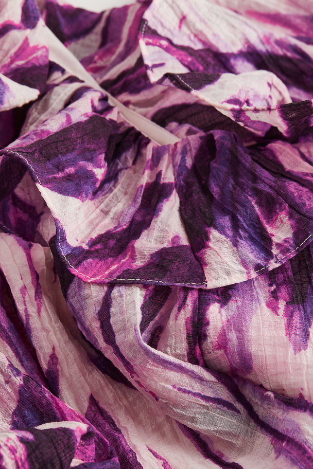 H&M Voluminous Lyocell-blend Dress Powder Pink/patterned