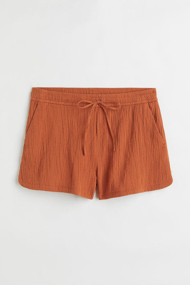H&M H&m+ Shorts I Bomull Mörk Orange