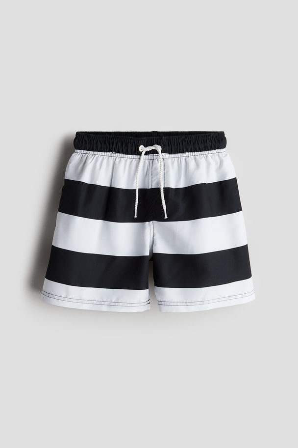 H&M Swim Shorts Black/white Striped