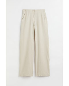 Wide Linen-blend Trousers Natural White