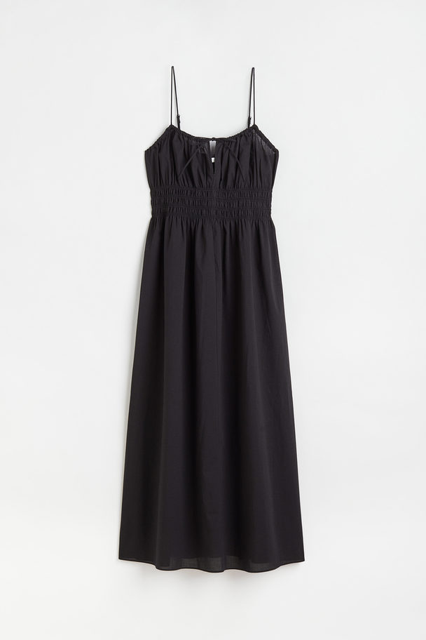 H&M Smocked Cotton Dress Black